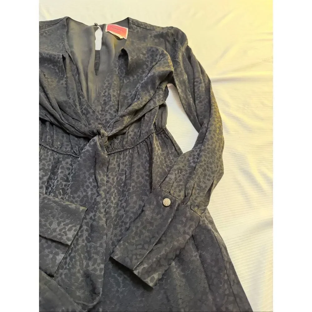 Kate Spade Black Wide Leg Leopard Jumpsuit Size 0